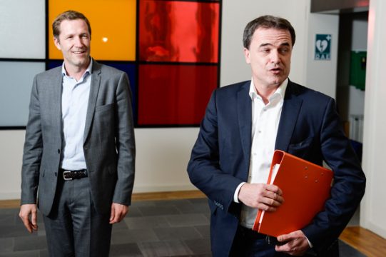 Paul Magnette (PS) und Benoît Lutgen (CDH) am 30. Mai