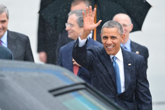 US-Präsident Barack Obama bei seiner Ankunft auf dem Militärflughafen in Melsbroek