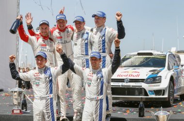 Podium auf Sardinien: Ogier/Ingrassia vor Östberg/Andersson und Latvala/Anttila