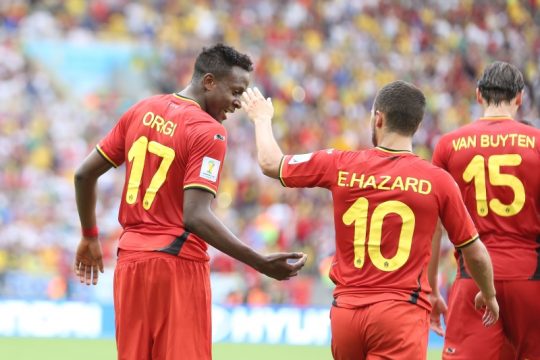 Platz zwei: die Roten Teufel (Divock Origi und Eden Hazard nach dem Sieg über Russland, Bild: BrunoFahy/BELGA)e - Foto: Bruno Fahy/BELGA