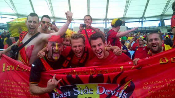 Teufel-Fans "East Side Devils" aus Ostbelgien bei der Fußball-WM in Brasilien 2014