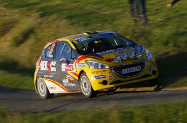 Ypern-Rallye. Gino Bux im Peugeot 208 R2 - Ypern-Rallye: RACB-Coach Marc Duez mit Pieter Tsjoen - Foto: Gregory Lenormand/DPPI