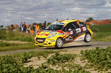 Ypern-Rallye. Gino Bux im Peugeot 208 R2 - Ypern-Rallye: RACB-Coach Marc Duez mit Pieter Tsjoen - Foto: Gregory Lenormand/DPPI