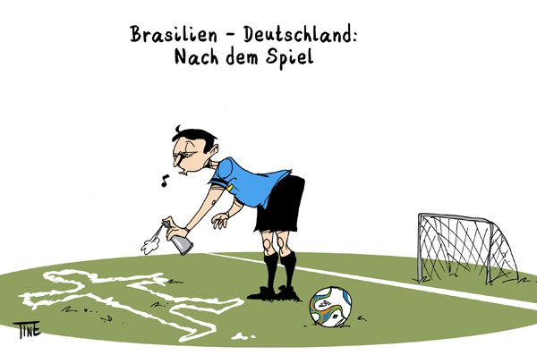 Karikatur zum Sieg Deutschlands über Brasilien