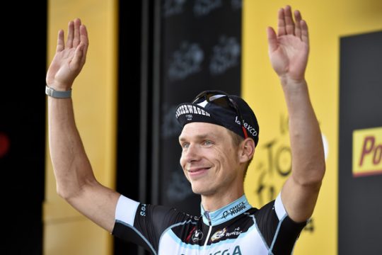 Tony Martin feiert den Sieg der 9. Tour-Etappe in Mulhouse