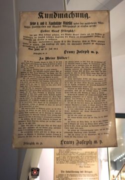 Foto des Wiener Journals vom 28.7.1914 im Österreichischer Militärmuseum in Wien