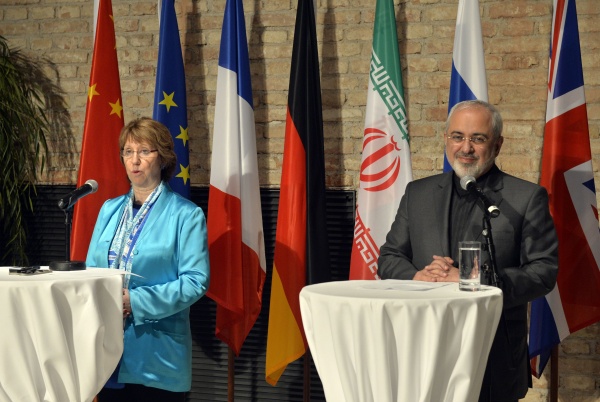 Die EU-Außenbeauftragte Catherine Ashton und Irans Außenminister Mohammed Dschawad Sarif in Wien