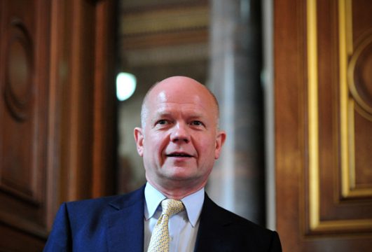 Der britische Außenminister William Hague am 29. April in London
