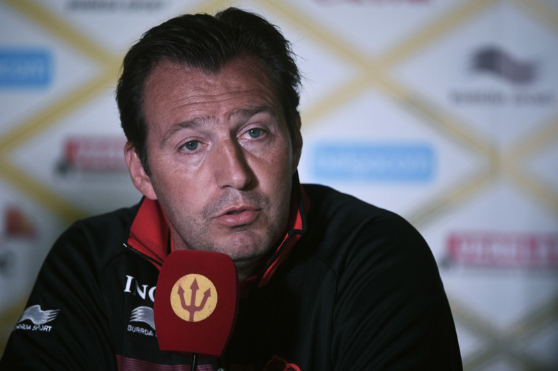 Marc Wilmots bei der Pressekonferenz in Mogi das Cruzes