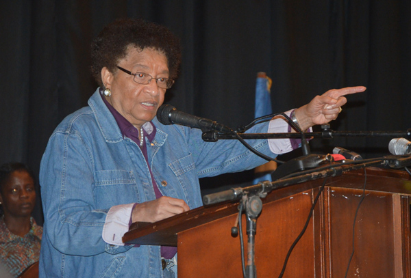 Liberias Präsidentin Ellen Johnson-Sirleaf am 9.8.