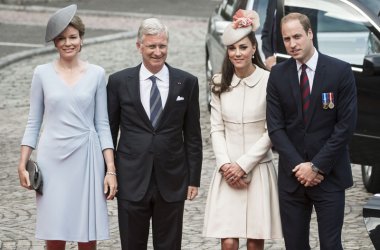 Gedenken an den Ersten Weltkrieg: Empfang der Gäste in Lüttich - König Philippe und Königin Mathilde mit William und Kate