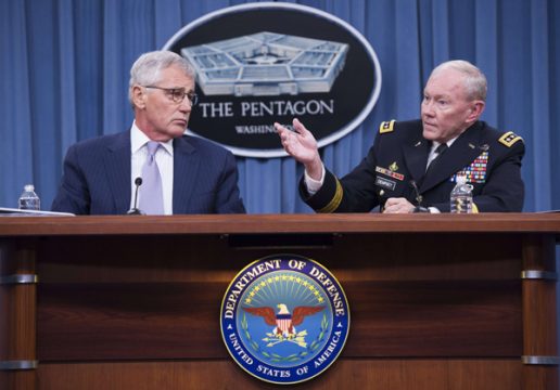 US-Verteidigungsminister Chuck Hagel und Generalstabschef Martin Demspey im Pentagon (21.8.)