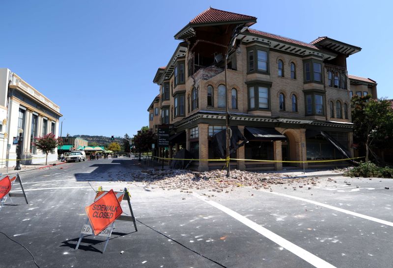 Beschädigtes Gebäude in Napa nach dem Erdbeben in Kalifornien