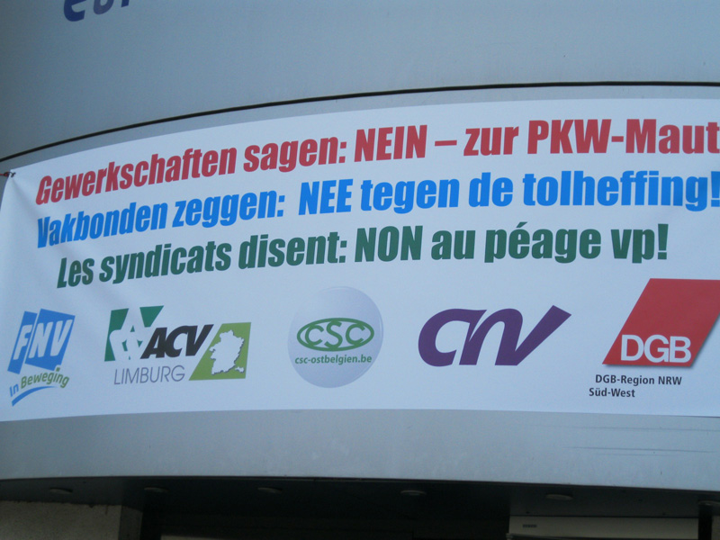 PKW-Maut: Gewerkschaften im Dreiländereck protestieren