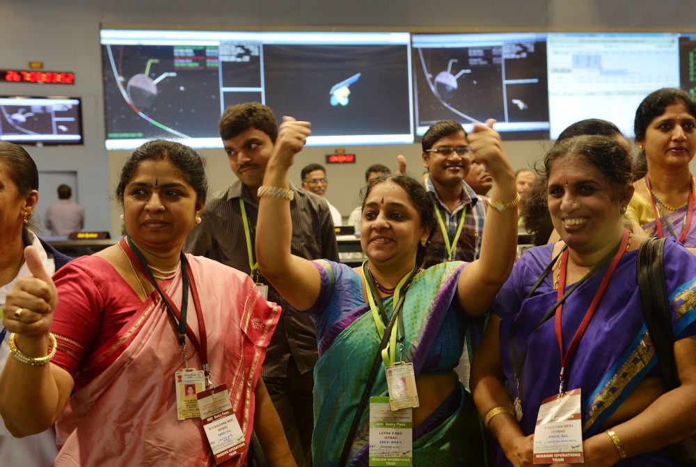 Die Wissenschaftler in Bangalore jubeln über erfolgreiche Marsmission