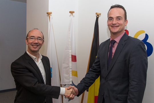 MP-Kollegen Rudy Demotte und Oliver Paasch in Brüssel