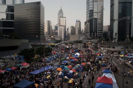 Hauptansicht der Demonstranten für mehr Demokratie in Hongkong