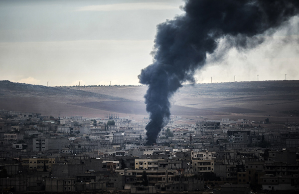 Rauch über Kobane (19. Oktober)