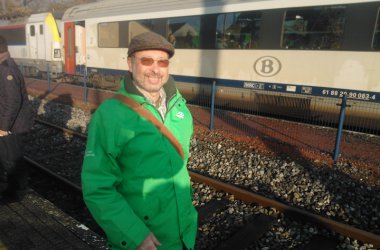 Aktionstag: Ostbelgische Teilnehmer am Eupener Bahnhof
