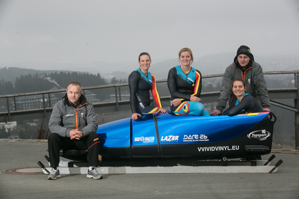 Das belgische Zweierbob-Team in Winterberg