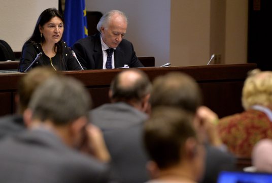 Marie-Christine Marghem vor dem Kammerausschuss für Wirtschaft