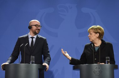 Premier Charles Michel mit Bundeskanzlerin Angela Merkel