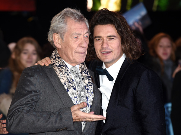 Ian McKellen und Orlando Bloom auf dem roten Teppich in London