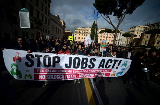 Demonstration gegen den sogenannten Jobs Act von Matteo Renzi in Rom