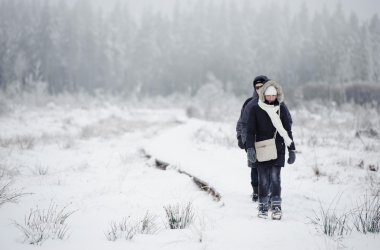 Wintersportfreunde freuen sich: Schnee auf dem Hohen Venn