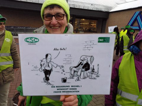 Generalstreik: Gewerkschaftsmitglieder blockieren Straßen und Geschäfte in Eupen