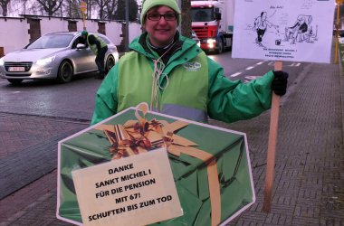 Generalstreik: An den Einfallstraßen nach St. Vith verteilen Gewerkschaftsmitglieder Informationsblätter