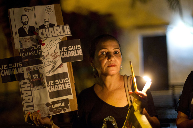 Weltweite Solidarität mit den Opfern des terroranschlags auf Charlie Hebdo (Bild: Santo Domingo, Dominikanische Republik)