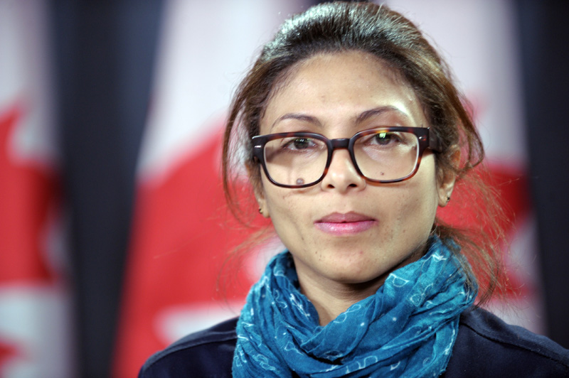 Ensaf Haidar, die Frau von Blogger Raef Badawi, bei einer Pressekonferenz in Kanada (29. Januar)