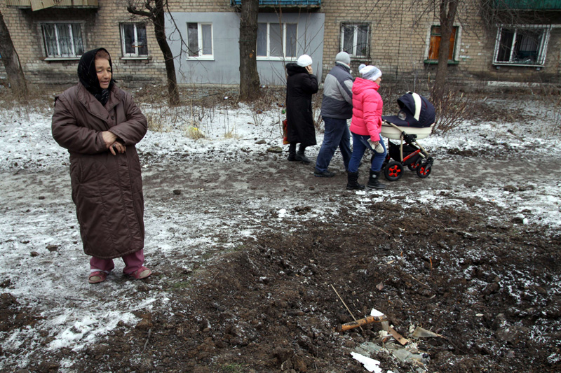 Makiivka in der Nähe von Donezk nach der Bombardierung (Bild: 27. Januar)