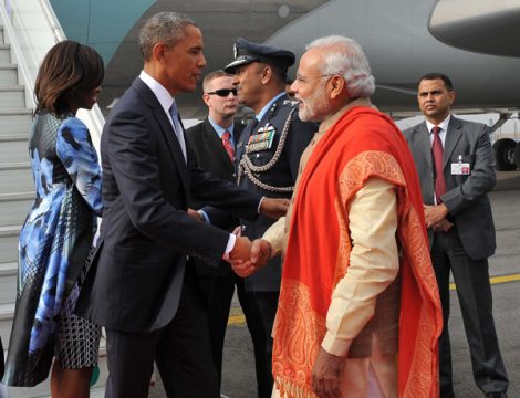 Michelle und Barack Obama mit Indiens Premierminister Narendra Modi