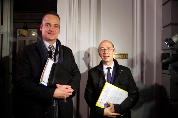 Oliver Paasch und Rudy Demotte vor dem Treffen des Konzertierungsausschusses in Brüssel