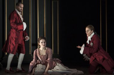 Händel-Oper "Tamerlano" in der Monnaie: Christophe Dumaux (Tamerlano), Sophie Karthäuser (Asteria), Delphine Galou (Andronico)