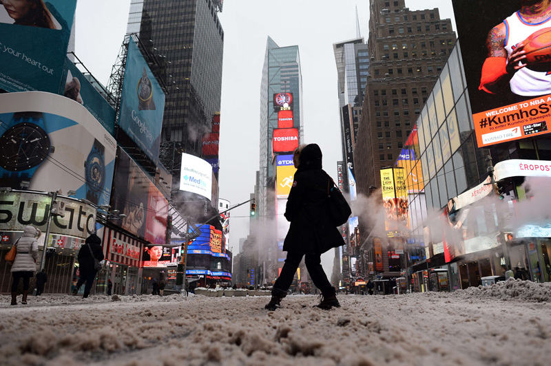 Ungewöhnlich still war es am Dienstag auf dem Times Square