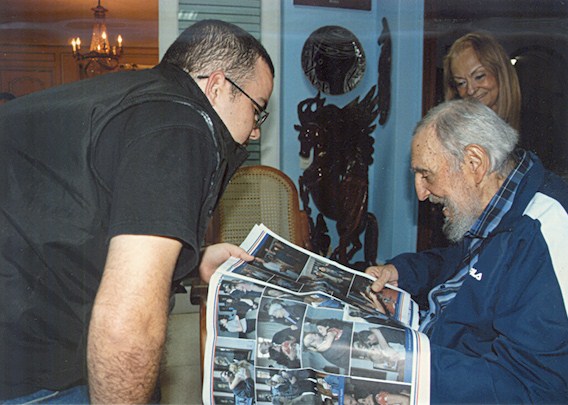 Fidel Castro (r.) mit Randy Garcia Perdomo, dem Präsidenten einer Studentenorganisation