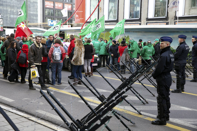 Indesprung beschlossene Sache: Spontane Gewerkschafts-Demo in der rue de la Loi