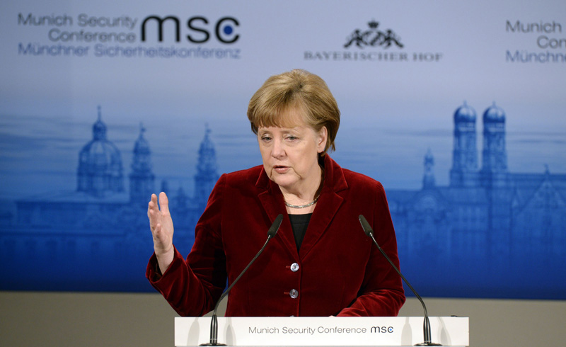 Deutschlands Kanzlerin Angela Merkel auf der Sicherheitskonferenz in München