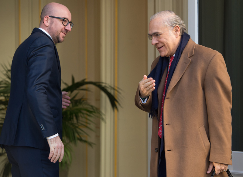 Premier Charles Michel mit Angel Gurria von der OECD