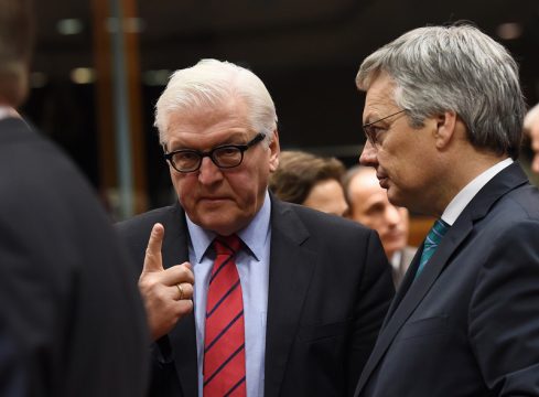 Außenminister Didier Reynders (r.) mit seinem deutschen Amtskollegen Frank-Walter Steinmeier