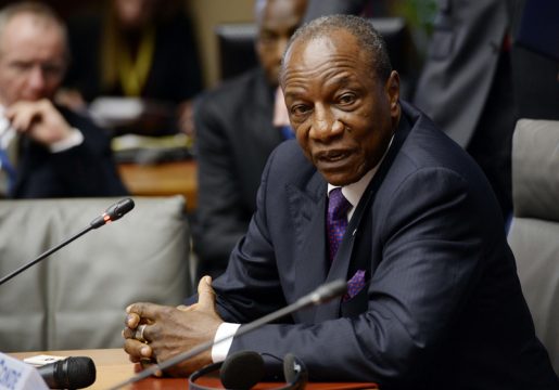 Alpha Condé, Präsident von Guinea, bei der Ebola-Konferenz in Brüssel