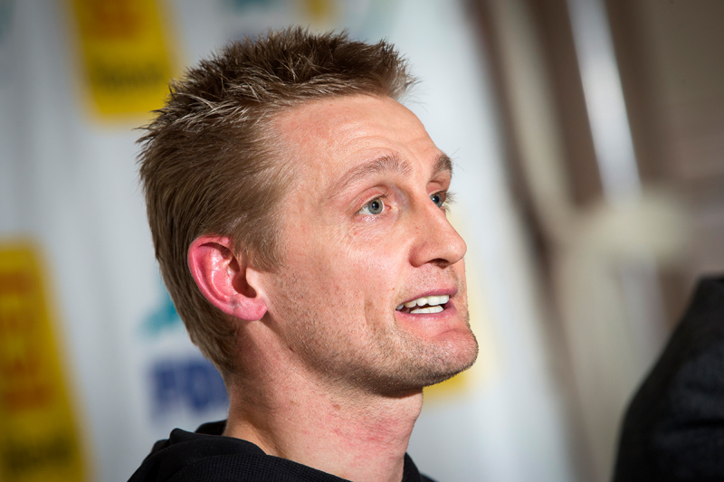 Radcross-Profi Bart Wellens bei der Pressekonferenz in Lichtaart