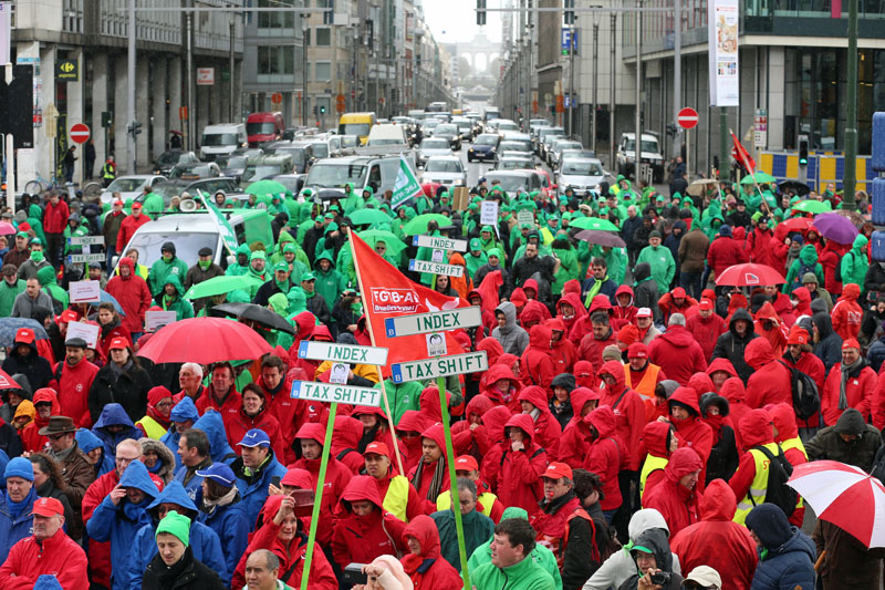 Gewerkschafter demonstrieren in Brüssel