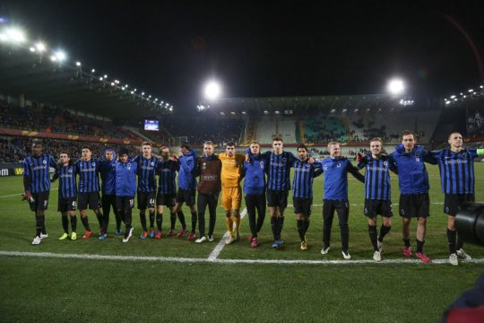 Europa League: Brügge-Spieler feiern nach Sieg über Besiktas