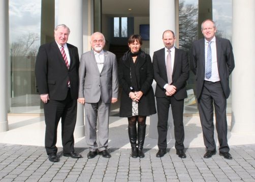 Karl-Heinz Lambertz, Jan Peumans, Martine Goosens, Stephan Thomas, Henk Cuypers (vlnr)