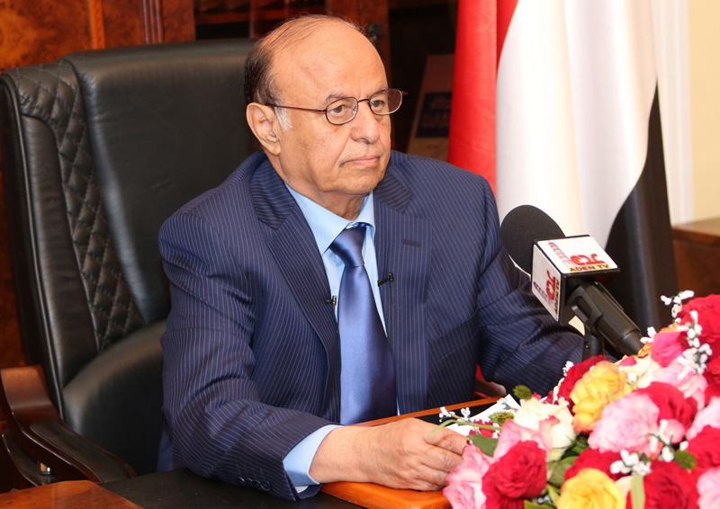 Jemens Präsident Abed Rabbo Mansur Hadi in Aden (21.3.)
