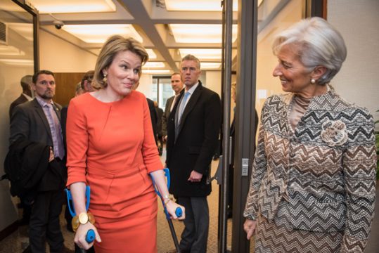 Königin Mathilde wird in Washington empfangen von IWF-Präsidentin Lagarde